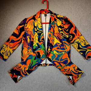 Shein NWOT Women's Orange & Purple Long Sleeve Blazer with Tails  Size S - US 4